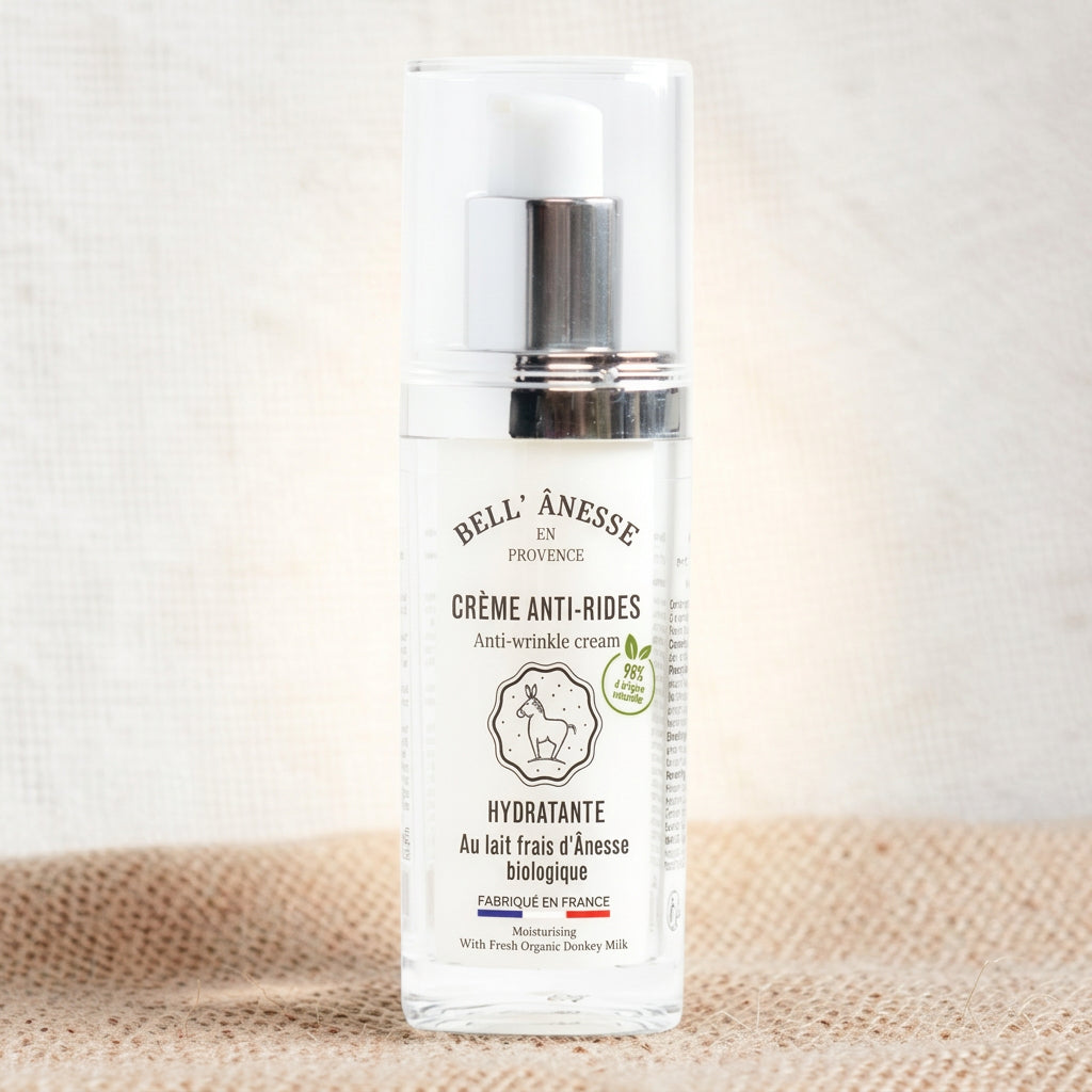 Crème Anti-Rides au Lait d'Ânesse Bio, Acide Hyaluronique & Collagène