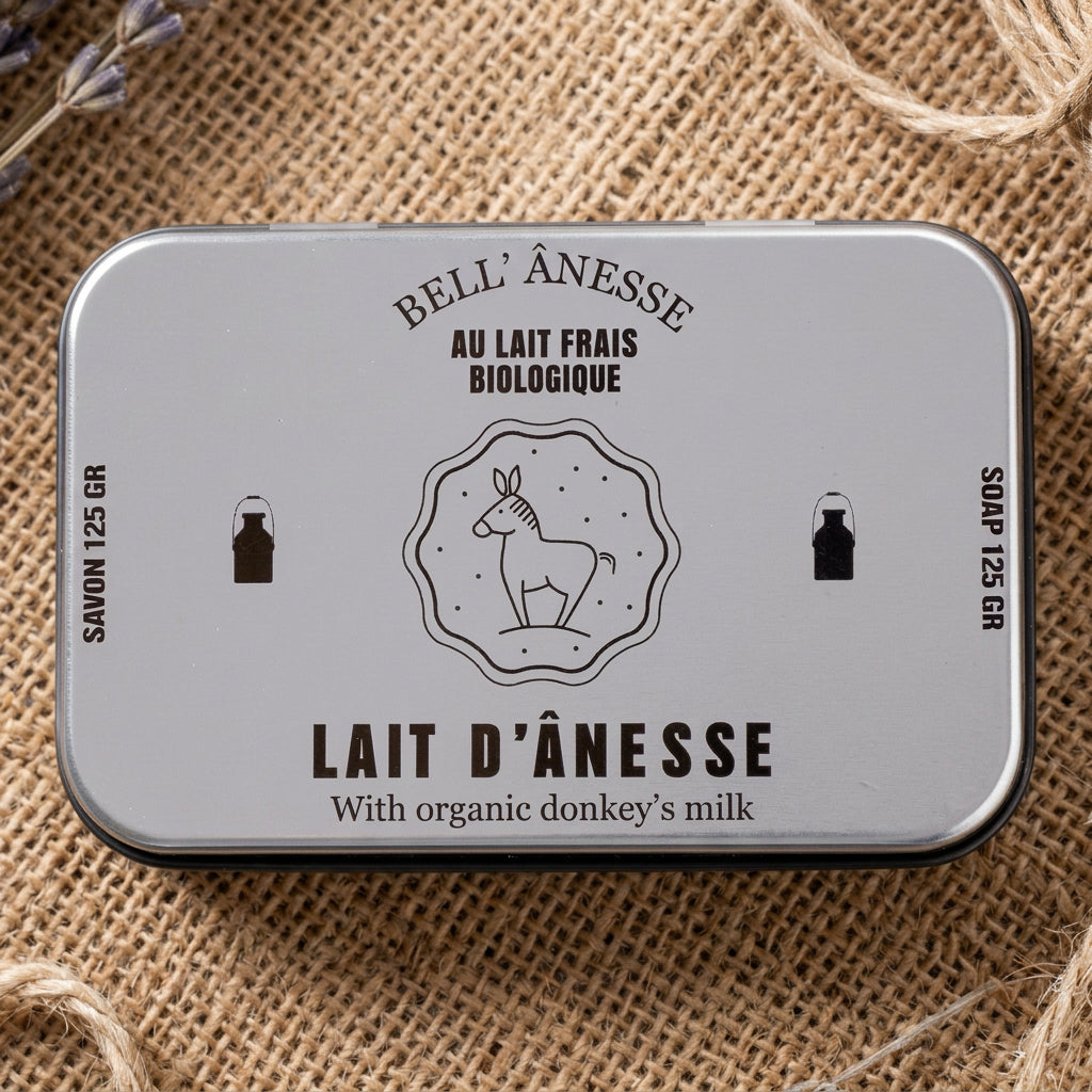Boîte Métallique « Lait d'Ânesse » – Écrin Cadeau pour Savon 125g